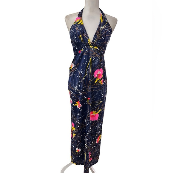 Vibrate 70’s bohemian festival retro Floral Halter Maxi Dress size XS fit - - Picture 1 of 8